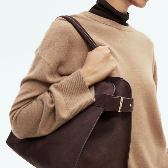 SHOPPER, Vegan Suede, Dark brown - Picture 2 of 8